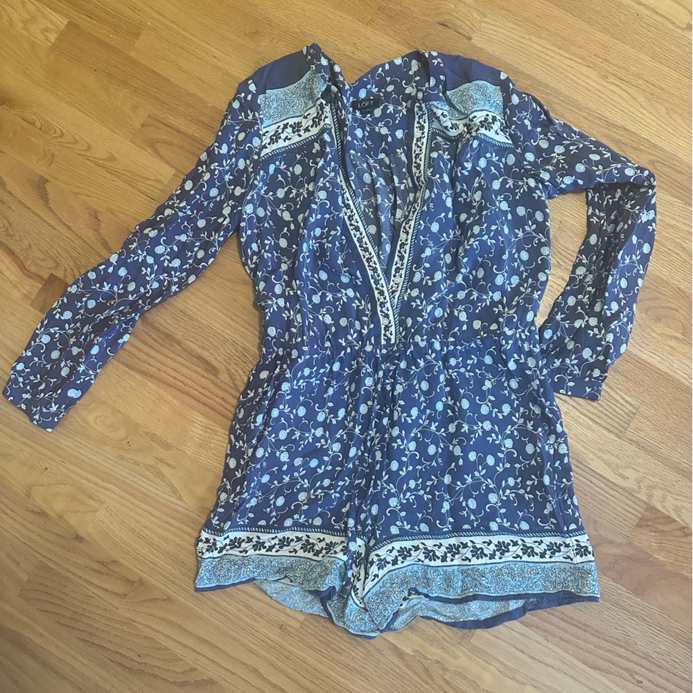 Loft purple printed romper size M